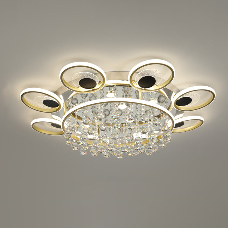 Modern Floral Flush Mount Ceiling Light Metal Sitting Room LED Semi Flush Light in Black-Gold Black-Gold 39" Clearhalo 'Ceiling Lights' 'Close To Ceiling Lights' 'Lighting' 2629338