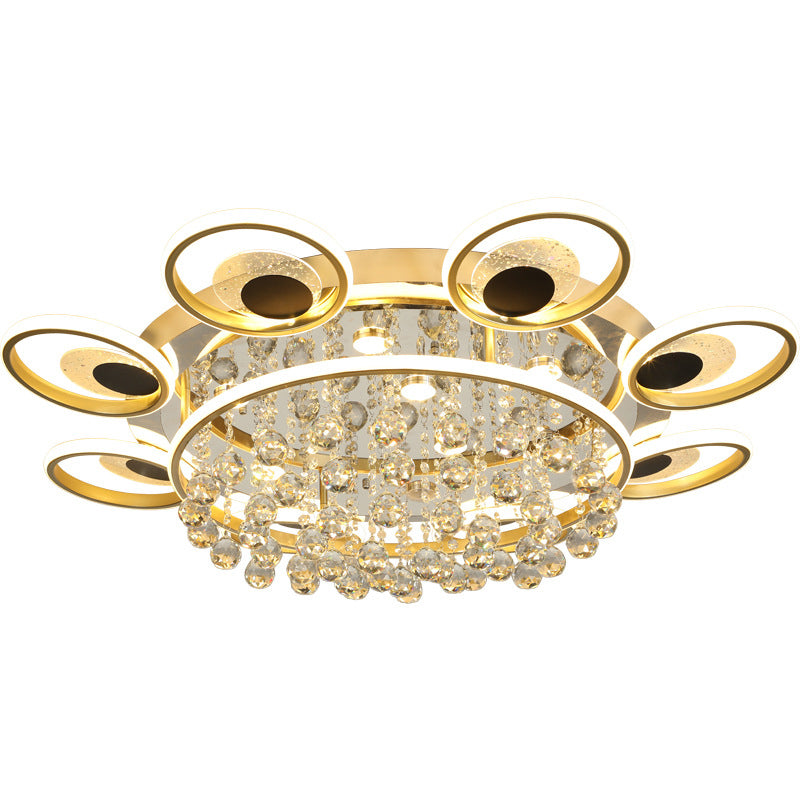 Modern Floral Flush Mount Ceiling Light Metal Sitting Room LED Semi Flush Light in Black-Gold Clearhalo 'Ceiling Lights' 'Close To Ceiling Lights' 'Lighting' 2629342