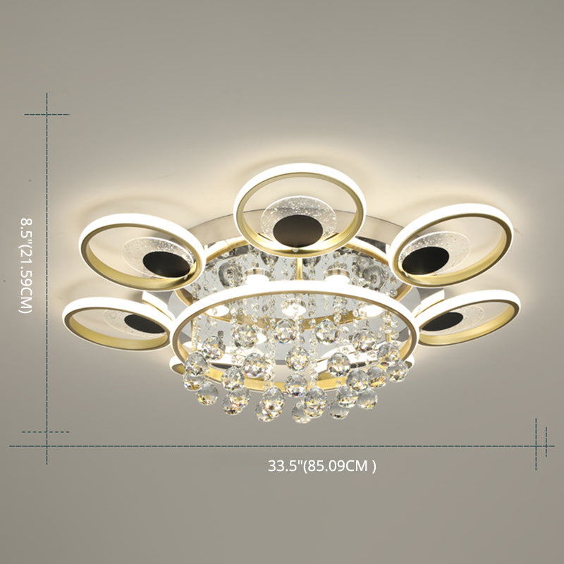 Modern Floral Flush Mount Ceiling Light Metal Sitting Room LED Semi Flush Light in Black-Gold Clearhalo 'Ceiling Lights' 'Close To Ceiling Lights' 'Lighting' 2629344