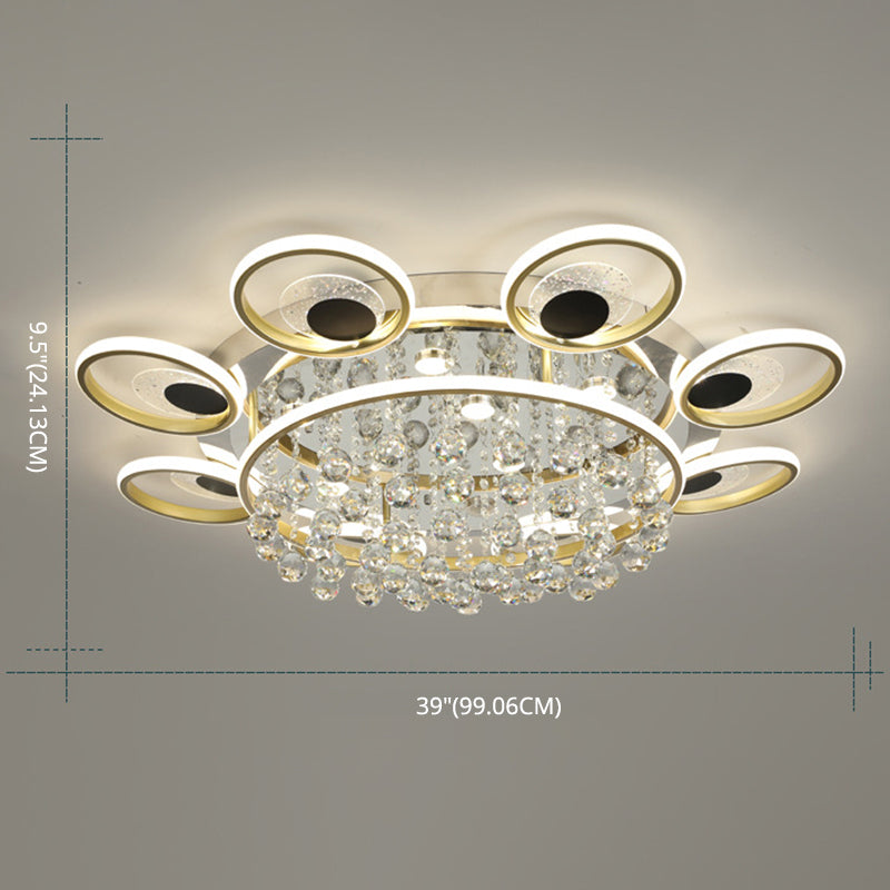 Modern Floral Flush Mount Ceiling Light Metal Sitting Room LED Semi Flush Light in Black-Gold Clearhalo 'Ceiling Lights' 'Close To Ceiling Lights' 'Lighting' 2629345