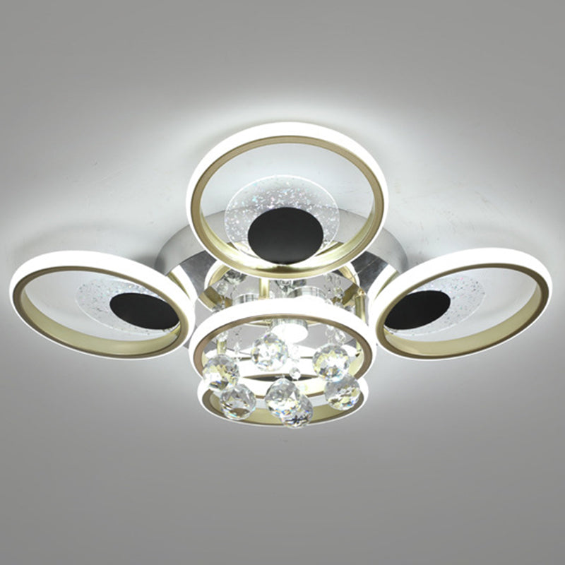 Modern Floral Flush Mount Ceiling Light Metal Sitting Room LED Semi Flush Light in Black-Gold Clearhalo 'Ceiling Lights' 'Close To Ceiling Lights' 'Lighting' 2629346