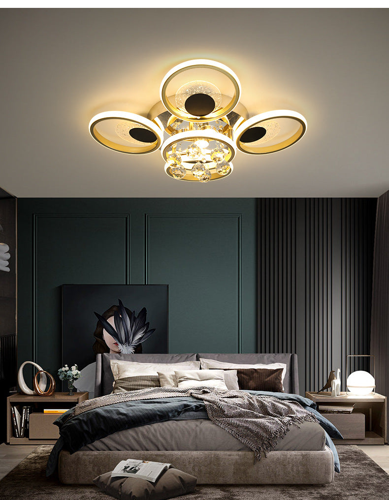 Modern Floral Flush Mount Ceiling Light Metal Sitting Room LED Semi Flush Light in Black-Gold Clearhalo 'Ceiling Lights' 'Close To Ceiling Lights' 'Lighting' 2629348