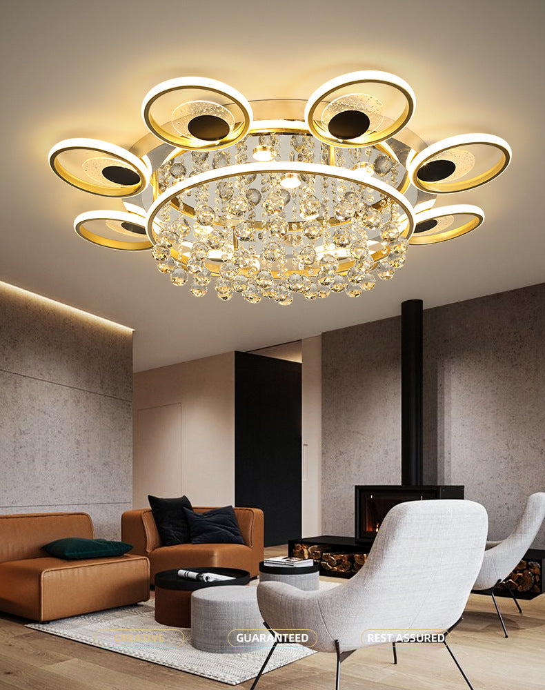 Modern Floral Flush Mount Ceiling Light Metal Sitting Room LED Semi Flush Light in Black-Gold Clearhalo 'Ceiling Lights' 'Close To Ceiling Lights' 'Lighting' 2629349