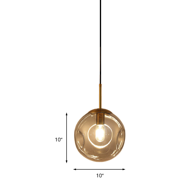 Globe Pendant Light Simple Style Smoke Gray Dimpled Glass 1 Head Hanging Lamp Kit Clearhalo 'Ceiling Lights' 'Glass shade' 'Glass' 'Modern Pendants' 'Modern' 'Pendant Lights' 'Pendants' Lighting' 262937