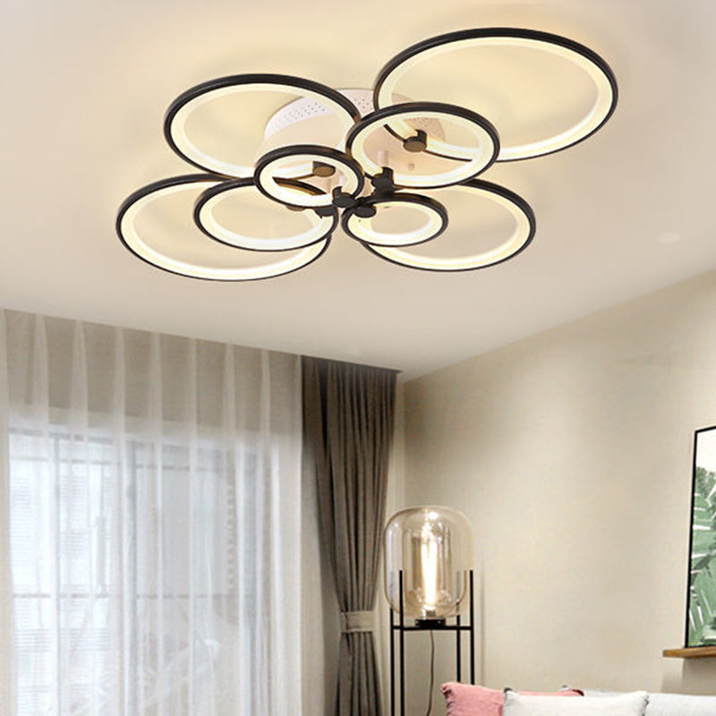 LED Circle Flush Ceiling Light Modern Minimalist Acrylic Bedroom Semi Mount Lighting 8 Black Clearhalo 'Ceiling Lights' 'Close To Ceiling Lights' 'Lighting' 2629371