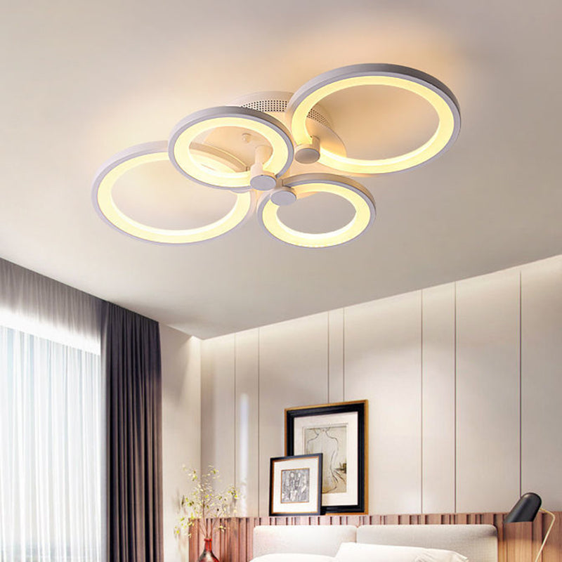 LED Circle Flush Ceiling Light Modern Minimalist Acrylic Bedroom Semi Mount Lighting 4 White Clearhalo 'Ceiling Lights' 'Close To Ceiling Lights' 'Lighting' 2629375