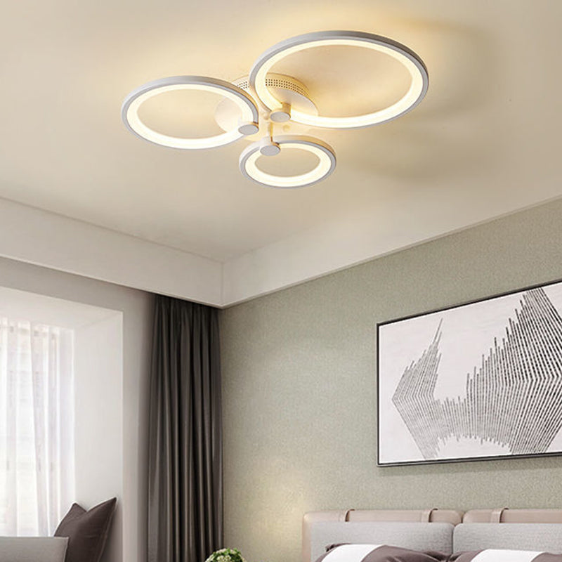 LED Circle Flush Ceiling Light Modern Minimalist Acrylic Bedroom Semi Mount Lighting 3 White Clearhalo 'Ceiling Lights' 'Close To Ceiling Lights' 'Lighting' 2629376