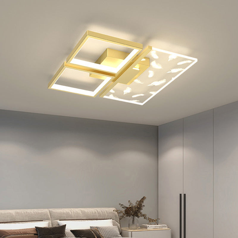 Bedroom LED Flush Light Minimalistic Gold Ceiling Light with Geometric Acrylic Shade Clearhalo 'Ceiling Lights' 'Close To Ceiling Lights' 'Lighting' 2629390