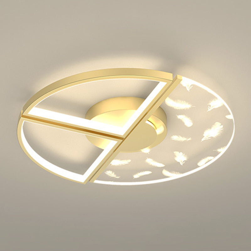 Bedroom LED Flush Light Minimalistic Gold Ceiling Light with Geometric Acrylic Shade Gold Round Clearhalo 'Ceiling Lights' 'Close To Ceiling Lights' 'Lighting' 2629392