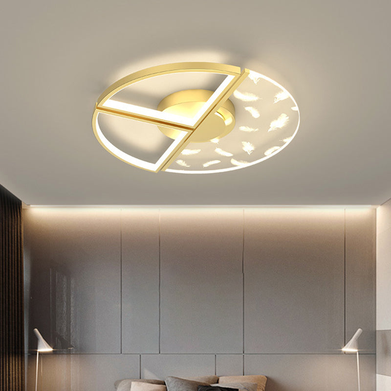 Bedroom LED Flush Light Minimalistic Gold Ceiling Light with Geometric Acrylic Shade Clearhalo 'Ceiling Lights' 'Close To Ceiling Lights' 'Lighting' 2629393