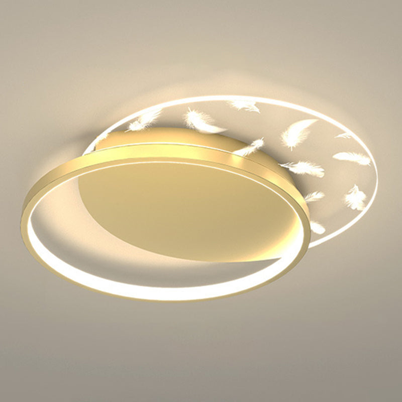 Bedroom LED Flush Light Minimalistic Gold Ceiling Light with Geometric Acrylic Shade Gold Circline Clearhalo 'Ceiling Lights' 'Close To Ceiling Lights' 'Lighting' 2629396