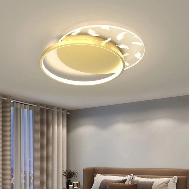 Bedroom LED Flush Light Minimalistic Gold Ceiling Light with Geometric Acrylic Shade Clearhalo 'Ceiling Lights' 'Close To Ceiling Lights' 'Lighting' 2629397