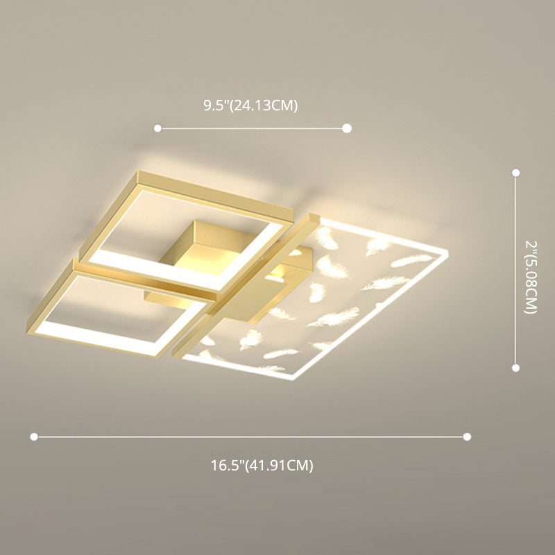 Bedroom LED Flush Light Minimalistic Gold Ceiling Light with Geometric Acrylic Shade Clearhalo 'Ceiling Lights' 'Close To Ceiling Lights' 'Lighting' 2629405