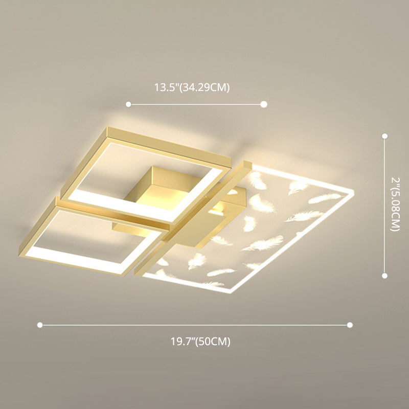 Bedroom LED Flush Light Minimalistic Gold Ceiling Light with Geometric Acrylic Shade Clearhalo 'Ceiling Lights' 'Close To Ceiling Lights' 'Lighting' 2629406