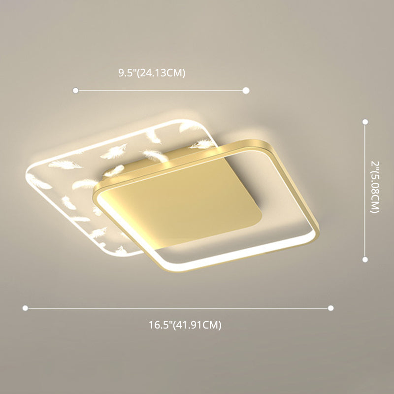 Bedroom LED Flush Light Minimalistic Gold Ceiling Light with Geometric Acrylic Shade Clearhalo 'Ceiling Lights' 'Close To Ceiling Lights' 'Lighting' 2629409