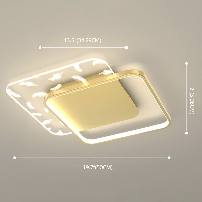 Bedroom LED Flush Light Minimalistic Gold Ceiling Light with Geometric Acrylic Shade Clearhalo 'Ceiling Lights' 'Close To Ceiling Lights' 'Lighting' 2629410