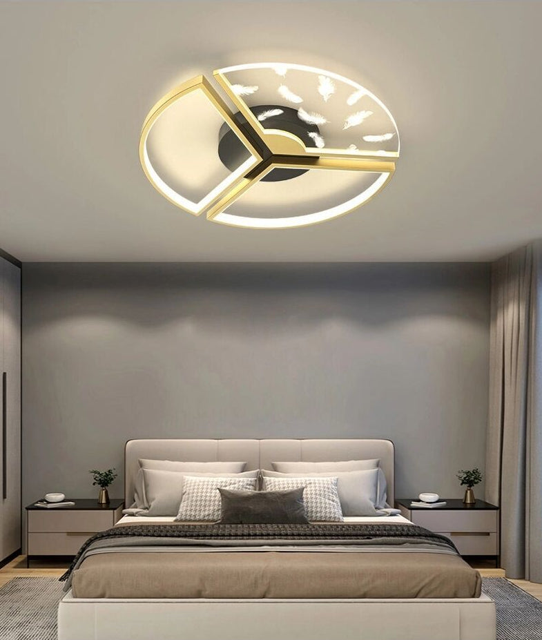 Bedroom LED Flush Light Minimalistic Gold Ceiling Light with Geometric Acrylic Shade Clearhalo 'Ceiling Lights' 'Close To Ceiling Lights' 'Lighting' 2629413