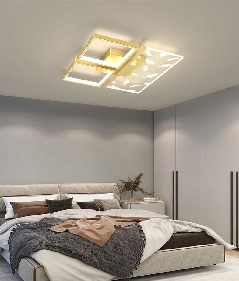 Bedroom LED Flush Light Minimalistic Gold Ceiling Light with Geometric Acrylic Shade Clearhalo 'Ceiling Lights' 'Close To Ceiling Lights' 'Lighting' 2629415