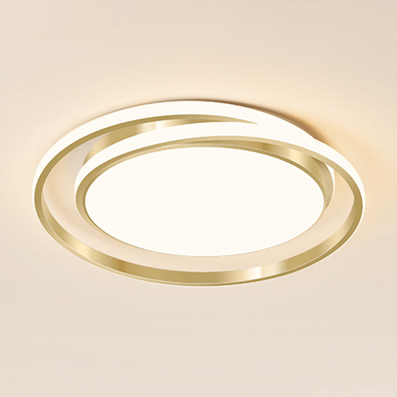 Simple Style Round Ceiling Lamp Acrylic LED Bedroom Flush Mount Light Fixture in Brushed Gold Clearhalo 'Ceiling Lights' 'Close To Ceiling Lights' 'Lighting' 2629416