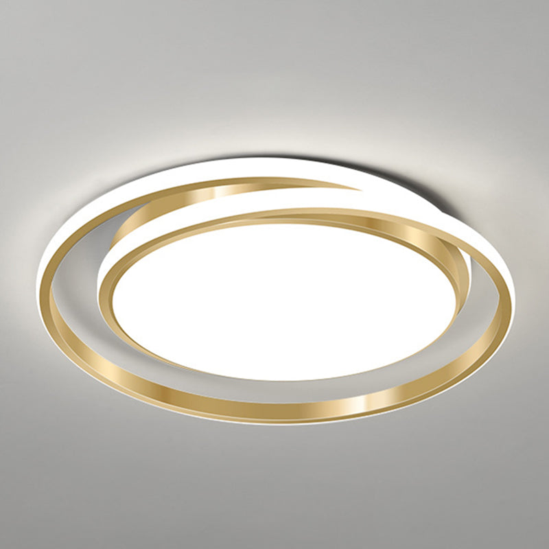 Simple Style Round Ceiling Lamp Acrylic LED Bedroom Flush Mount Light Fixture in Brushed Gold Gold White Clearhalo 'Ceiling Lights' 'Close To Ceiling Lights' 'Lighting' 2629417