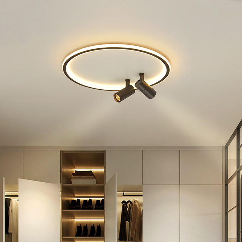 Circular LED Flush Mount Light Nordic Acrylic Study Room Ceiling Fixture with Spotlight Black Clearhalo 'Ceiling Lights' 'Close To Ceiling Lights' 'Lighting' 2629447