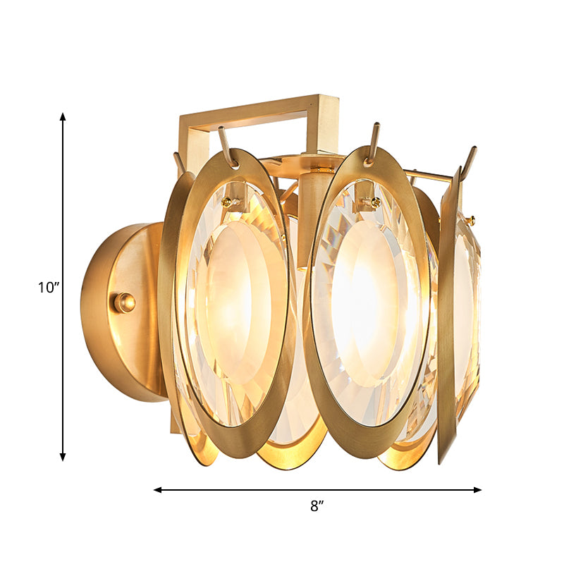 Modern Oval Shaped Wall Lighting Metallic 1 Light Living Room Golden Wall Light Fixture with Clear Crystal Deco Clearhalo 'Modern wall lights' 'Modern' 'Wall Lamps & Sconces' 'Wall Lights' Lighting' 262946