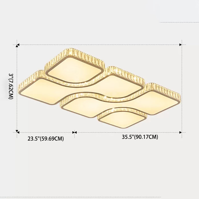 White Quadrangle Flush Light Contemporary LED Acrylic Flush Mount Light with Inlaid Crystal Clearhalo 'Ceiling Lights' 'Close To Ceiling Lights' 'Lighting' 2629466