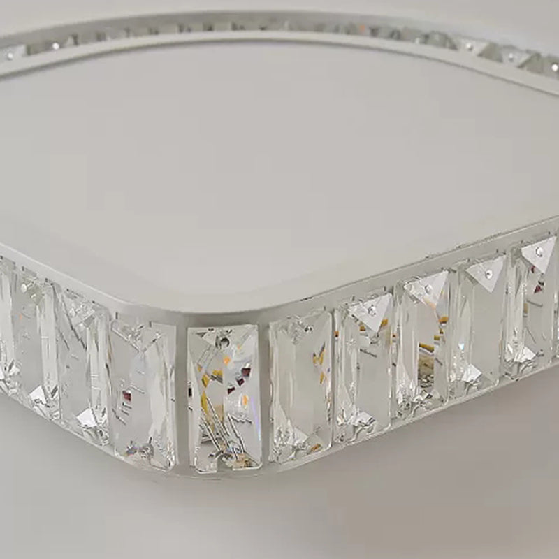 White Quadrangle Flush Light Contemporary LED Acrylic Flush Mount Light with Inlaid Crystal Clearhalo 'Ceiling Lights' 'Close To Ceiling Lights' 'Lighting' 2629467