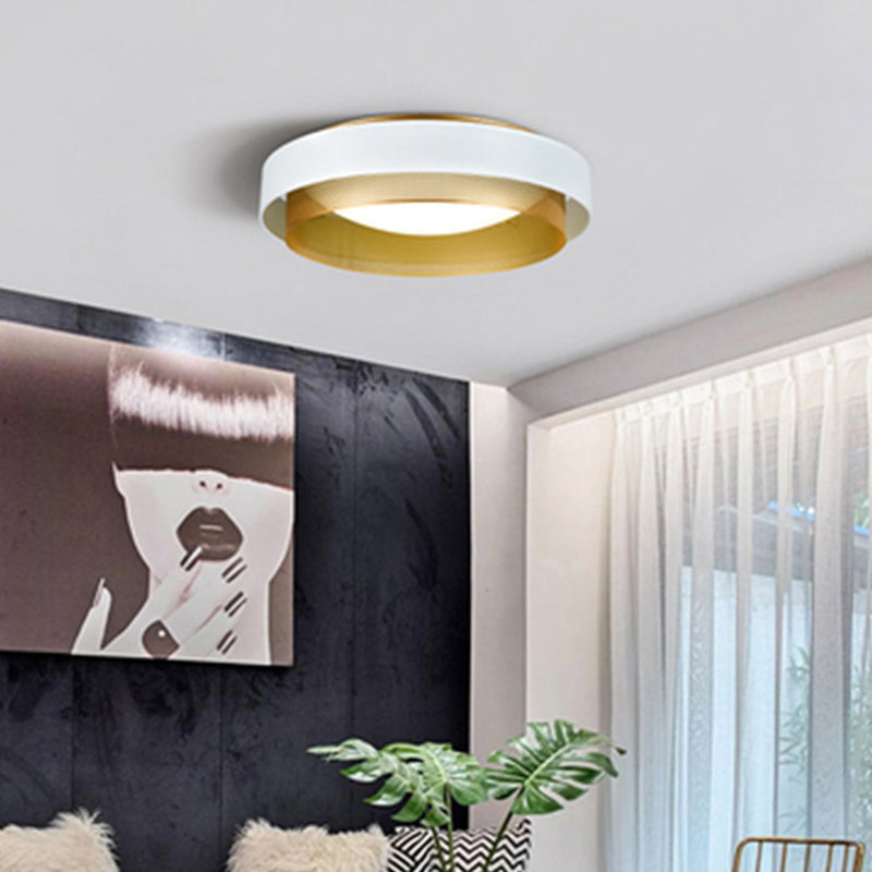 Minimalist Circular LED Flush Mount Metal Bedroom Ceiling Mount Light with Domed Diffuser and Mesh Screen Clearhalo 'Ceiling Lights' 'Close To Ceiling Lights' 'Lighting' 2629473