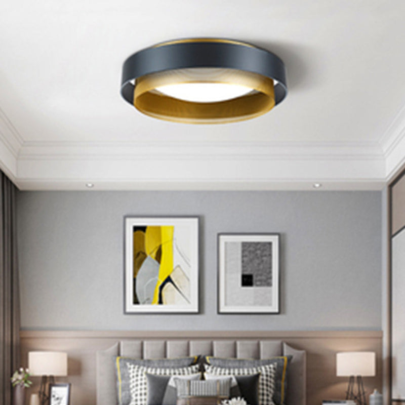 Minimalist Circular LED Flush Mount Metal Bedroom Ceiling Mount Light with Domed Diffuser and Mesh Screen Clearhalo 'Ceiling Lights' 'Close To Ceiling Lights' 'Lighting' 2629474