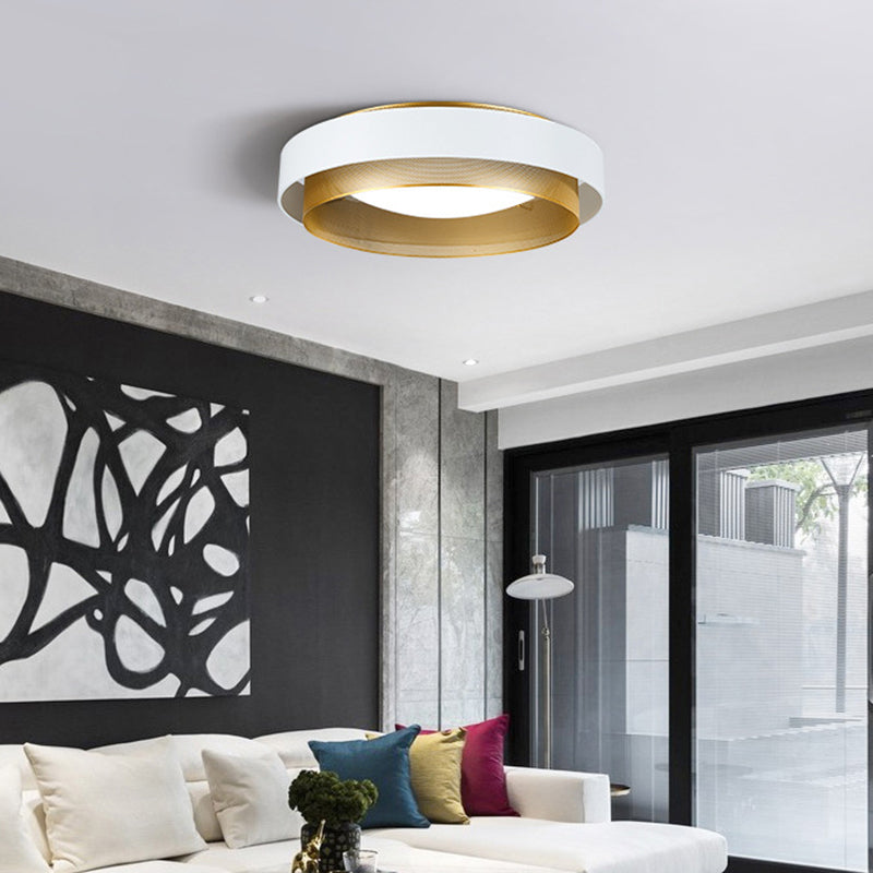 Minimalist Circular LED Flush Mount Metal Bedroom Ceiling Mount Light with Domed Diffuser and Mesh Screen Clearhalo 'Ceiling Lights' 'Close To Ceiling Lights' 'Lighting' 2629475