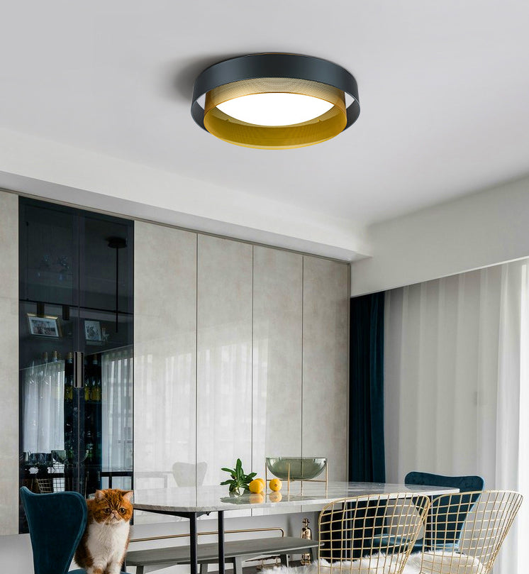 Minimalist Circular LED Flush Mount Metal Bedroom Ceiling Mount Light with Domed Diffuser and Mesh Screen Clearhalo 'Ceiling Lights' 'Close To Ceiling Lights' 'Lighting' 2629479