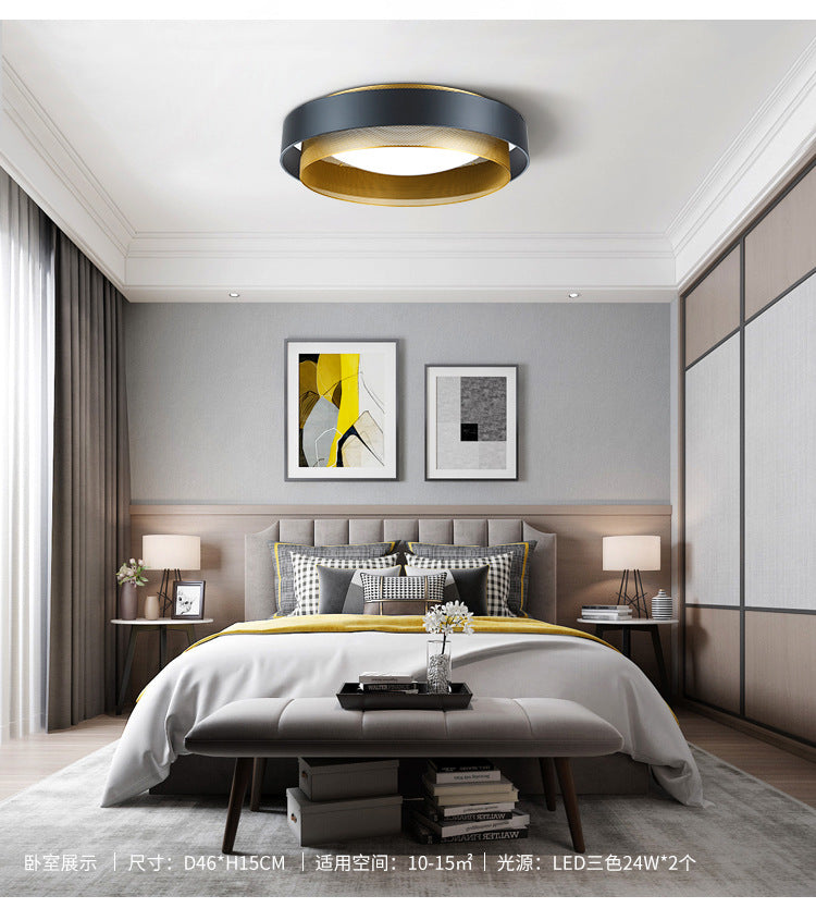 Minimalist Circular LED Flush Mount Metal Bedroom Ceiling Mount Light with Domed Diffuser and Mesh Screen Clearhalo 'Ceiling Lights' 'Close To Ceiling Lights' 'Lighting' 2629481