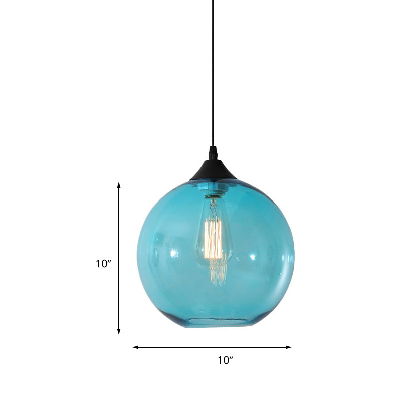 Globe Pendant Ceiling Light Macaron Clear/Coffee/Red Glass 1 Head Dining Room Hanging Lamp kit Clearhalo 'Ceiling Lights' 'Glass shade' 'Glass' 'Modern Pendants' 'Modern' 'Pendant Lights' 'Pendants' Lighting' 262949