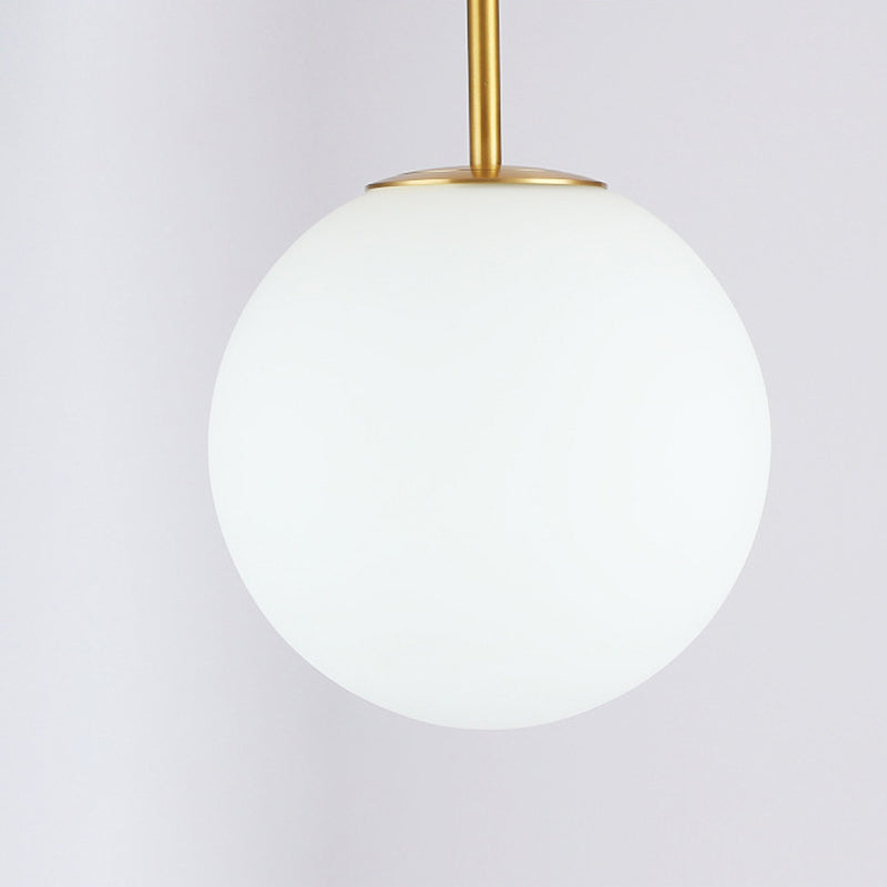 Spherical Hallway Semi Flush Light Fixture White Glass 1 Head Simple Style Ceiling Light in Brass Clearhalo 'Ceiling Lights' 'Close To Ceiling Lights' 'Lighting' 2629535