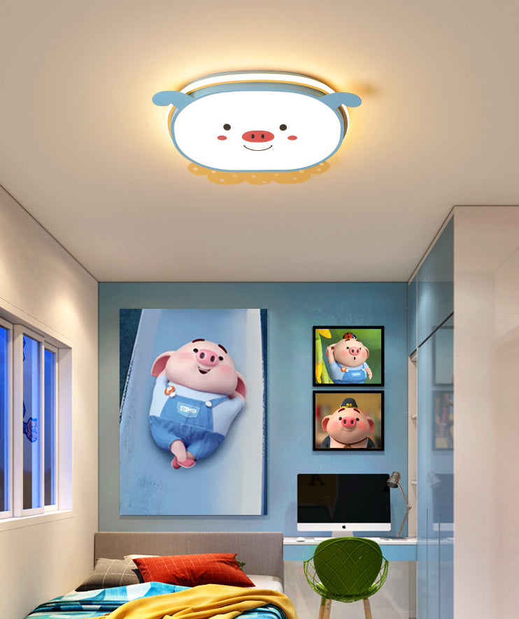 Cartoon Metal LED Flush Mount Light Fixture Cartoon Pig Flush Mount Spotlight for Kids Bedroom Clearhalo 'Ceiling Lights' 'Close To Ceiling Lights' 'Lighting' 2629544