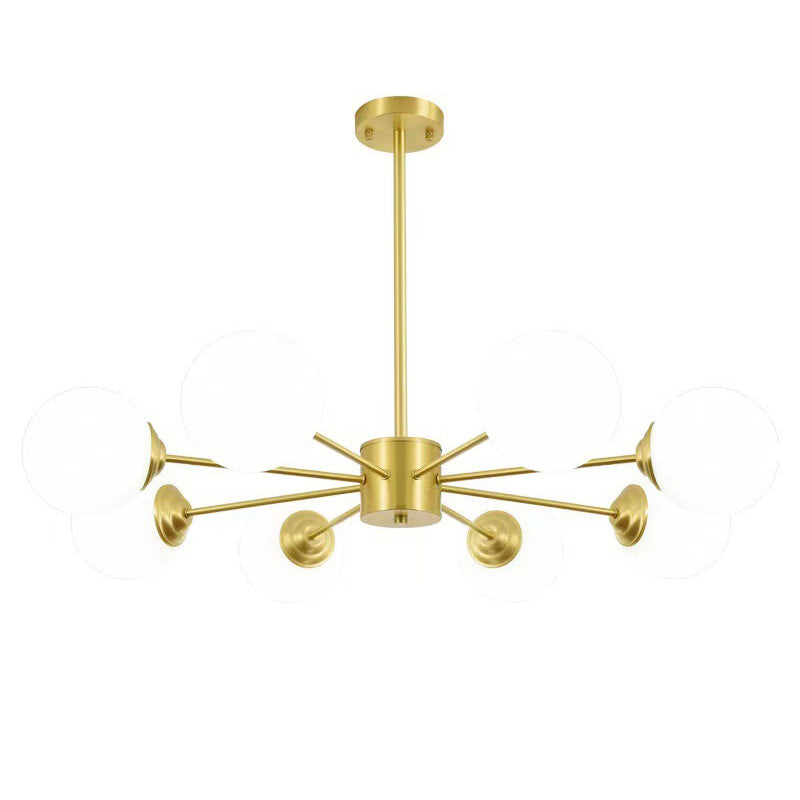 Post-Modern Metal Hanging Chandelier Light Opal Glass Shade Ceiling Chandelier in Gold for Living Room Clearhalo 'Ceiling Lights' 'Chandeliers' Lighting' 2629556