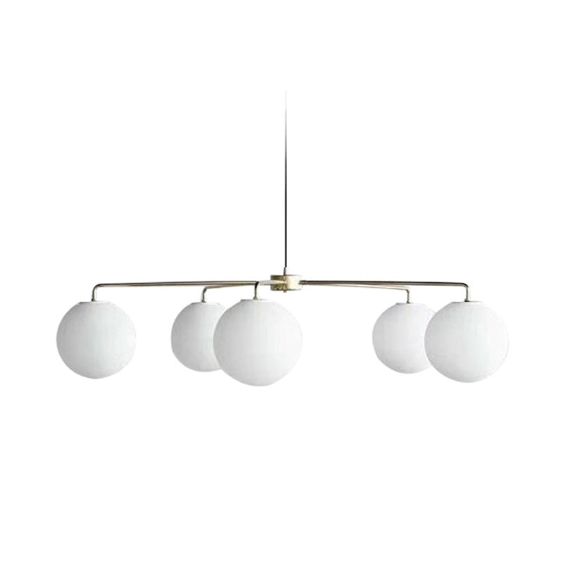 Modern Minimalist Chandelier Light Fixture Spherical White Glass 5 Light Ceiling Chandelier for Living Room Gold Clearhalo 'Ceiling Lights' 'Chandeliers' Lighting' 2629568