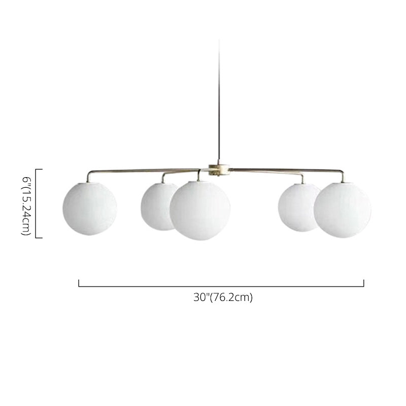 Modern Minimalist Chandelier Light Fixture Spherical White Glass 5 Light Ceiling Chandelier for Living Room Clearhalo 'Ceiling Lights' 'Chandeliers' Lighting' 2629569