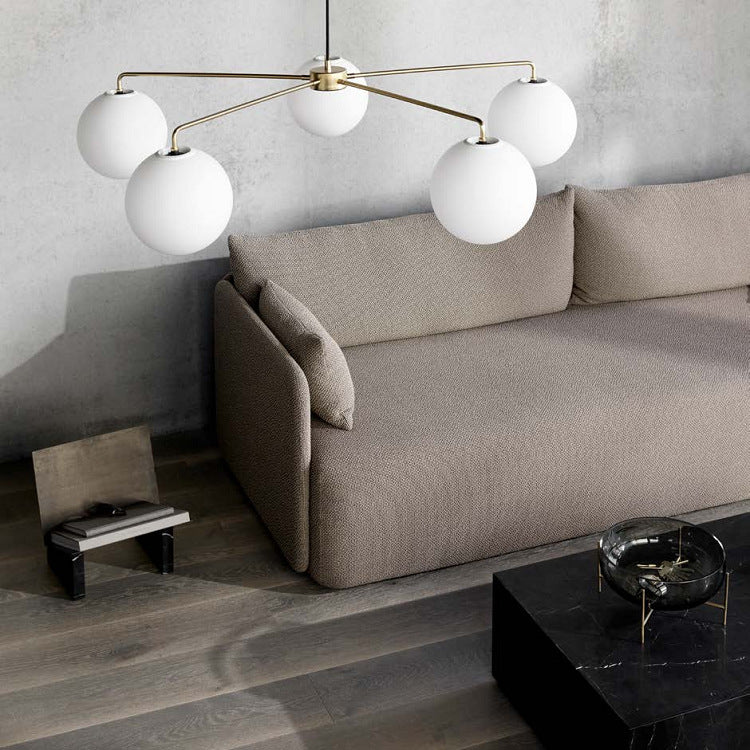 Modern Minimalist Chandelier Light Fixture Spherical White Glass 5 Light Ceiling Chandelier for Living Room Clearhalo 'Ceiling Lights' 'Chandeliers' Lighting' 2629571