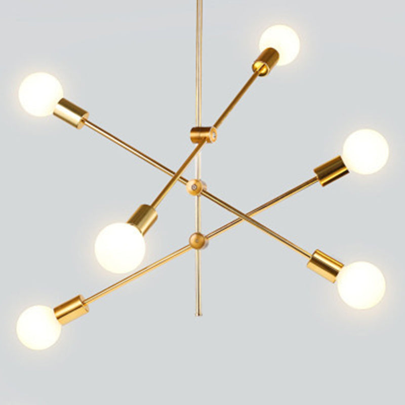 Gold 6 Light Molecular Chandelier Lighting Modern Sphere Glass Hanging Pendant Light for Living Room Clearhalo 'Ceiling Lights' 'Chandeliers' Lighting' 2629580