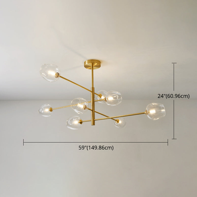 Post-Modern Metal Hanging Chandelier Light Glass Shade Ceiling Chandelier in Gold for Living Room Clearhalo 'Ceiling Lights' 'Chandeliers' Lighting' options 2629619