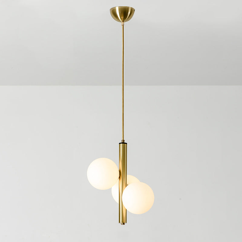 Modern Minimalist Linear Chandelier Light Fixture Spherical Frosted Glass 3 Light Ceiling Chandelier Clearhalo 'Ceiling Lights' 'Chandeliers' Lighting' options 2629658