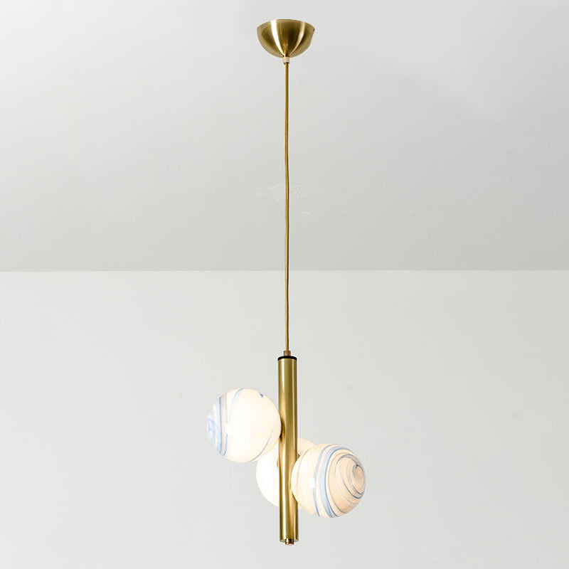 Modern Minimalist Linear Chandelier Light Fixture Spherical Frosted Glass 3 Light Ceiling Chandelier Clearhalo 'Ceiling Lights' 'Chandeliers' Lighting' options 2629659