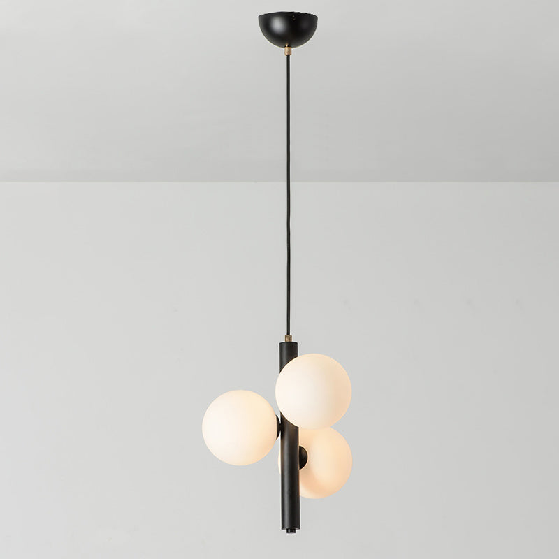 Modern Minimalist Linear Chandelier Light Fixture Spherical Frosted Glass 3 Light Ceiling Chandelier Clearhalo 'Ceiling Lights' 'Chandeliers' Lighting' options 2629663