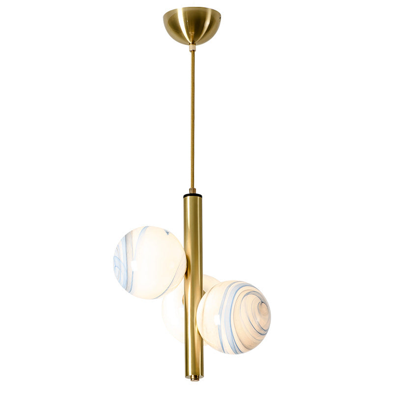 Modern Minimalist Linear Chandelier Light Fixture Spherical Frosted Glass 3 Light Ceiling Chandelier Clearhalo 'Ceiling Lights' 'Chandeliers' Lighting' options 2629665