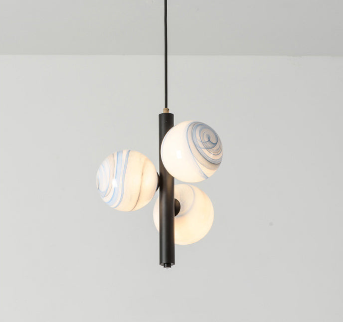 Modern Minimalist Linear Chandelier Light Fixture Spherical Frosted Glass 3 Light Ceiling Chandelier Clearhalo 'Ceiling Lights' 'Chandeliers' Lighting' options 2629667