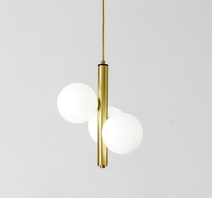 Modern Minimalist Linear Chandelier Light Fixture Spherical Frosted Glass 3 Light Ceiling Chandelier Clearhalo 'Ceiling Lights' 'Chandeliers' Lighting' options 2629668