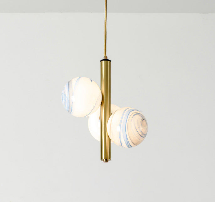 Modern Minimalist Linear Chandelier Light Fixture Spherical Frosted Glass 3 Light Ceiling Chandelier Clearhalo 'Ceiling Lights' 'Chandeliers' Lighting' options 2629669