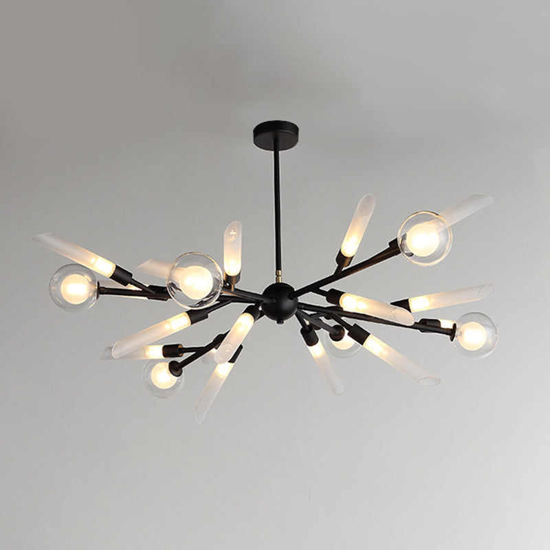 Post-Modern Metal Starburst Hanging Chandelier Light Glass Shade Ceiling Chandelier for Living Room Clearhalo 'Ceiling Lights' 'Chandeliers' Lighting' options 2629676